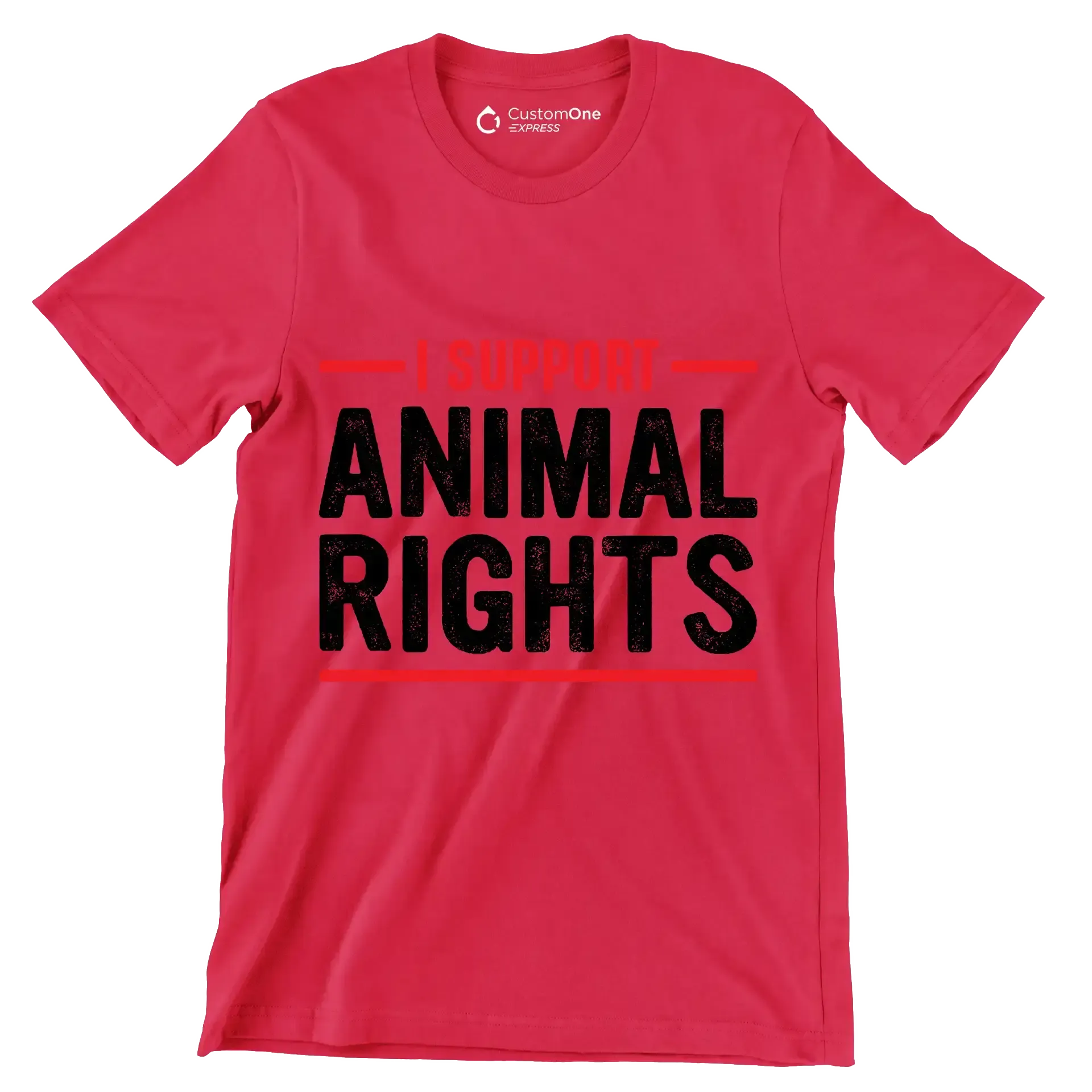 I support animal rights - Vegan Themed T-Shirt-Red-S-Custom One Express
