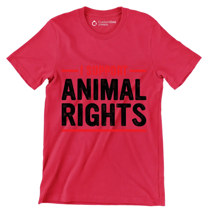 I support animal rights - Vegan Themed T-Shirt-Red-S-Custom One Express