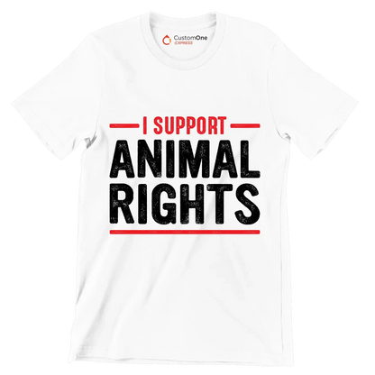 I support animal rights - Vegan Themed T-Shirt-White-S-Custom One Express