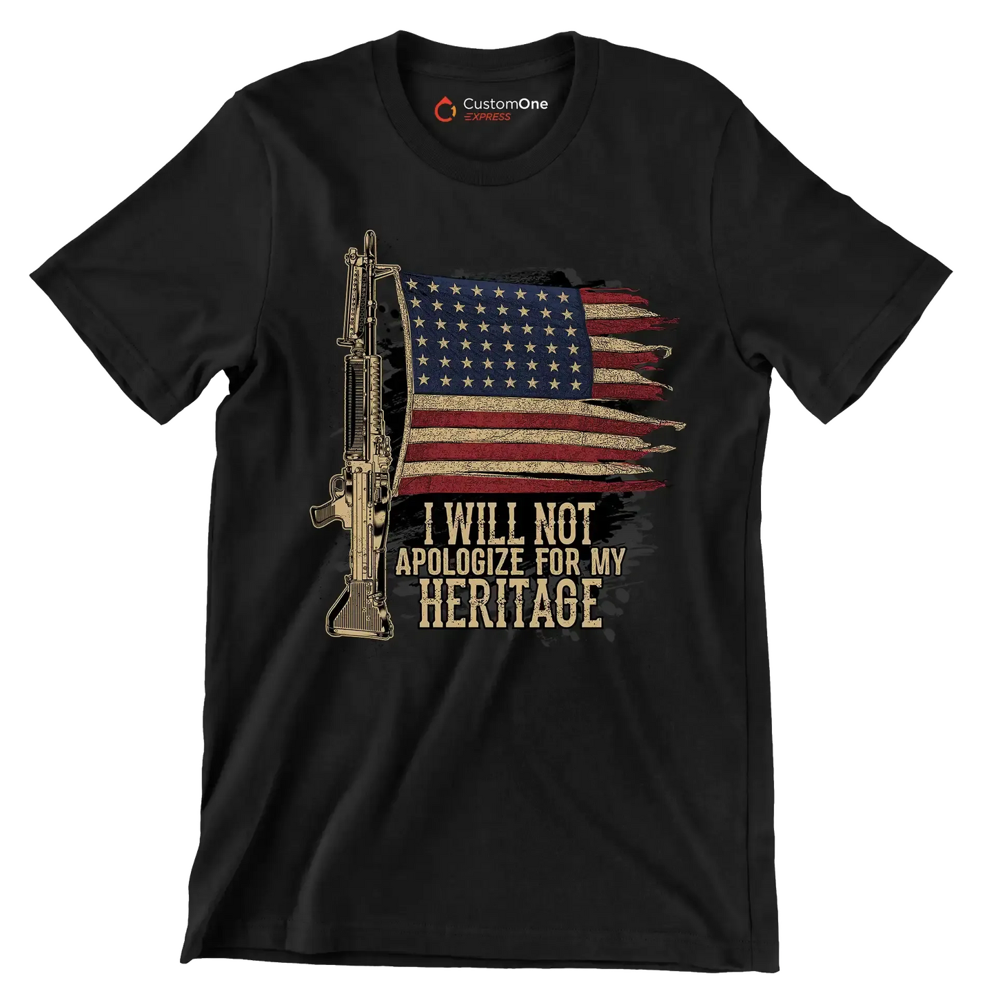 I will not apologize for my heritage - Veterans Themed T-Shirt-Black-S-Custom One Express