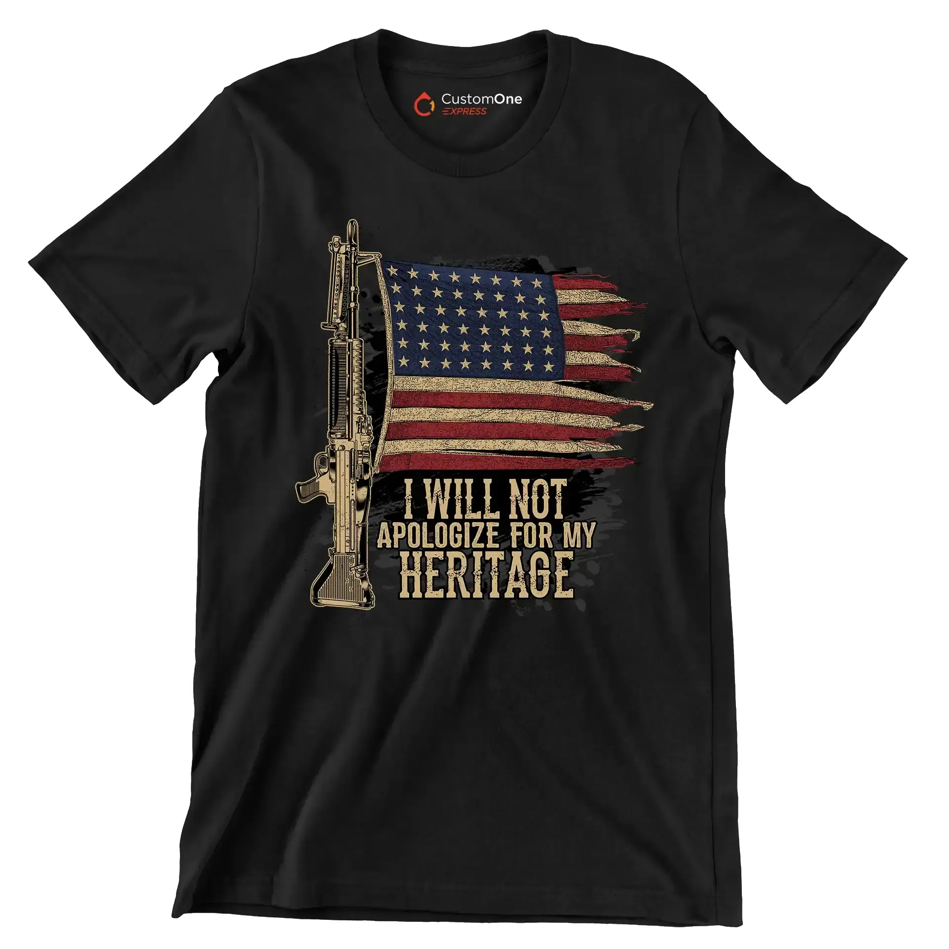 I will not apologize for my heritage - Veterans Themed T-Shirt-Black-S-Custom One Express