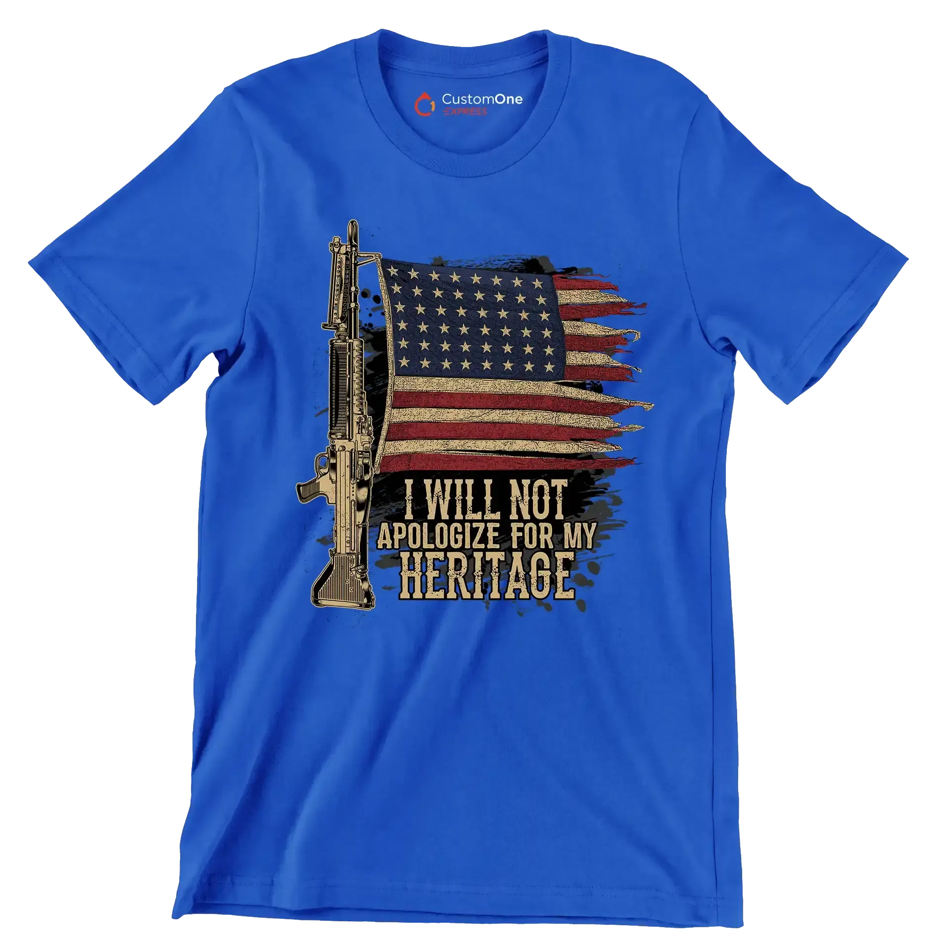I will not apologize for my heritage - Veterans Themed T-Shirt-Blue-S-Custom One Express