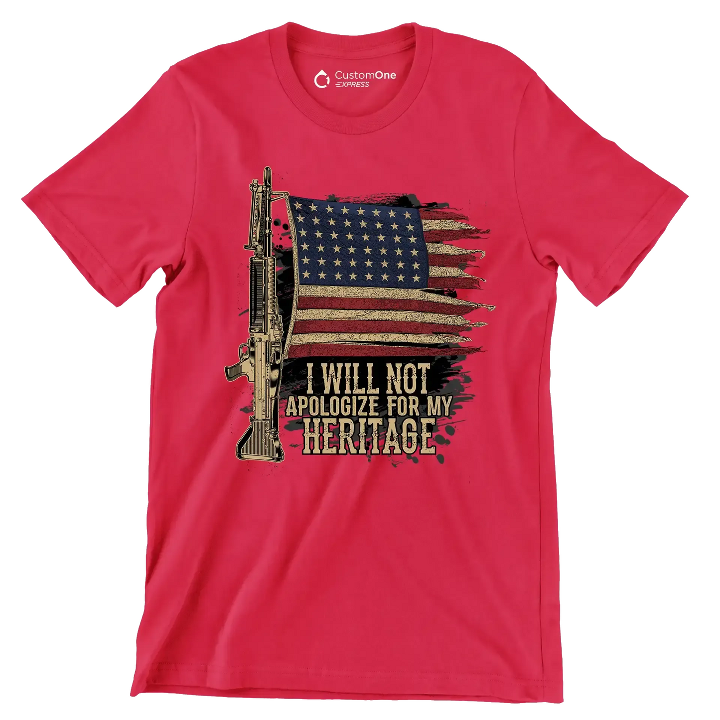 I will not apologize for my heritage - Veterans Themed T-Shirt-Red-S-Custom One Express