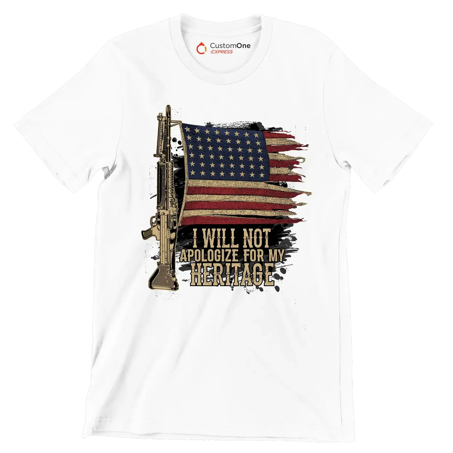 I will not apologize for my heritage - Veterans Themed T-Shirt-White-S-Custom One Express
