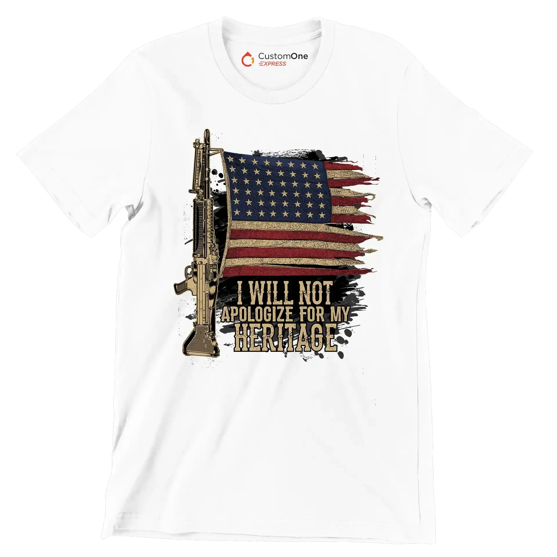 I will not apologize for my heritage - Veterans Themed T-Shirt-White-S-Custom One Express