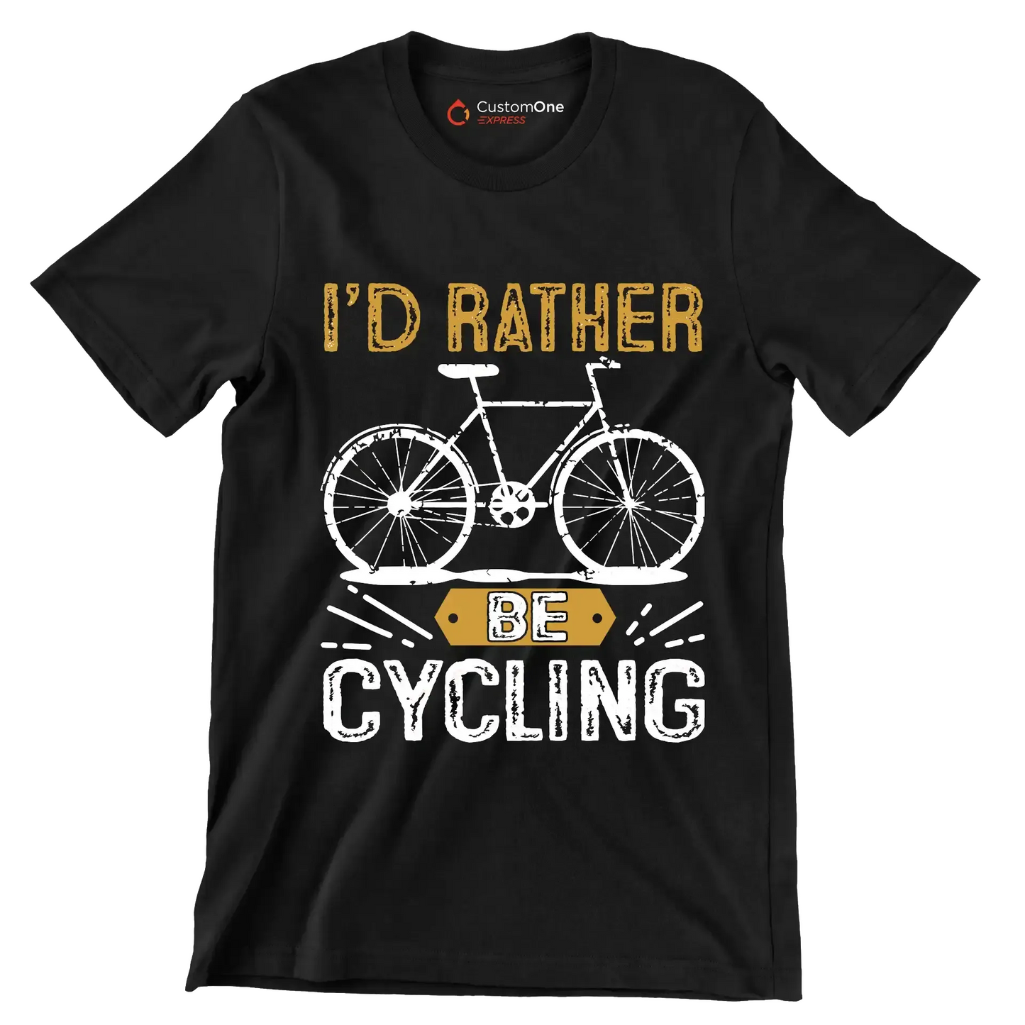 I'D RATHER BE CYCLING - Bicycle Themed T-Shirt-Black-S-Custom One Express
