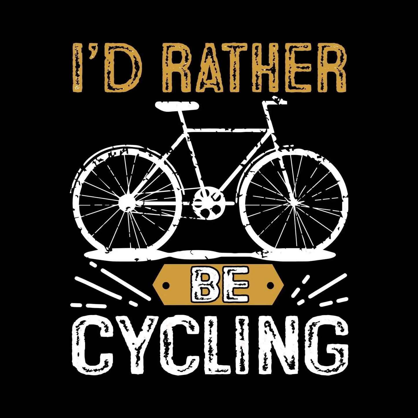 I'D RATHER BE CYCLING - Bicycle Themed T-Shirt-Black-S-Custom One Express