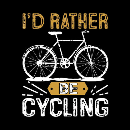 I'D RATHER BE CYCLING - Bicycle Themed T-Shirt-Black-S-Custom One Express