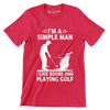 I'M A SIMPLE MAN I LIKE BOOBS AND PLAYING GOLF - Golf Themed T-Shirt-Red-S-Custom One Express