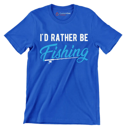 I_d rather be fishing - Father’s Day T-Shirt-Blue-S-Custom One Express
