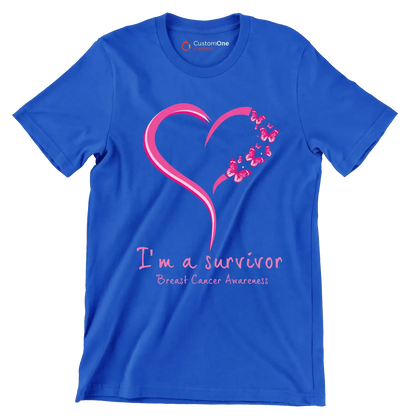 I_m survivor Breast Cancer Awareness - Breast Cancer Awareness T-Shirt-Blue-S-Custom One Express