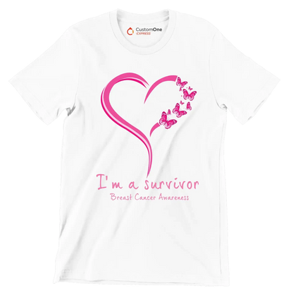 I_m survivor Breast Cancer Awareness - Breast Cancer Awareness T-Shirt-White-S-Custom One Express