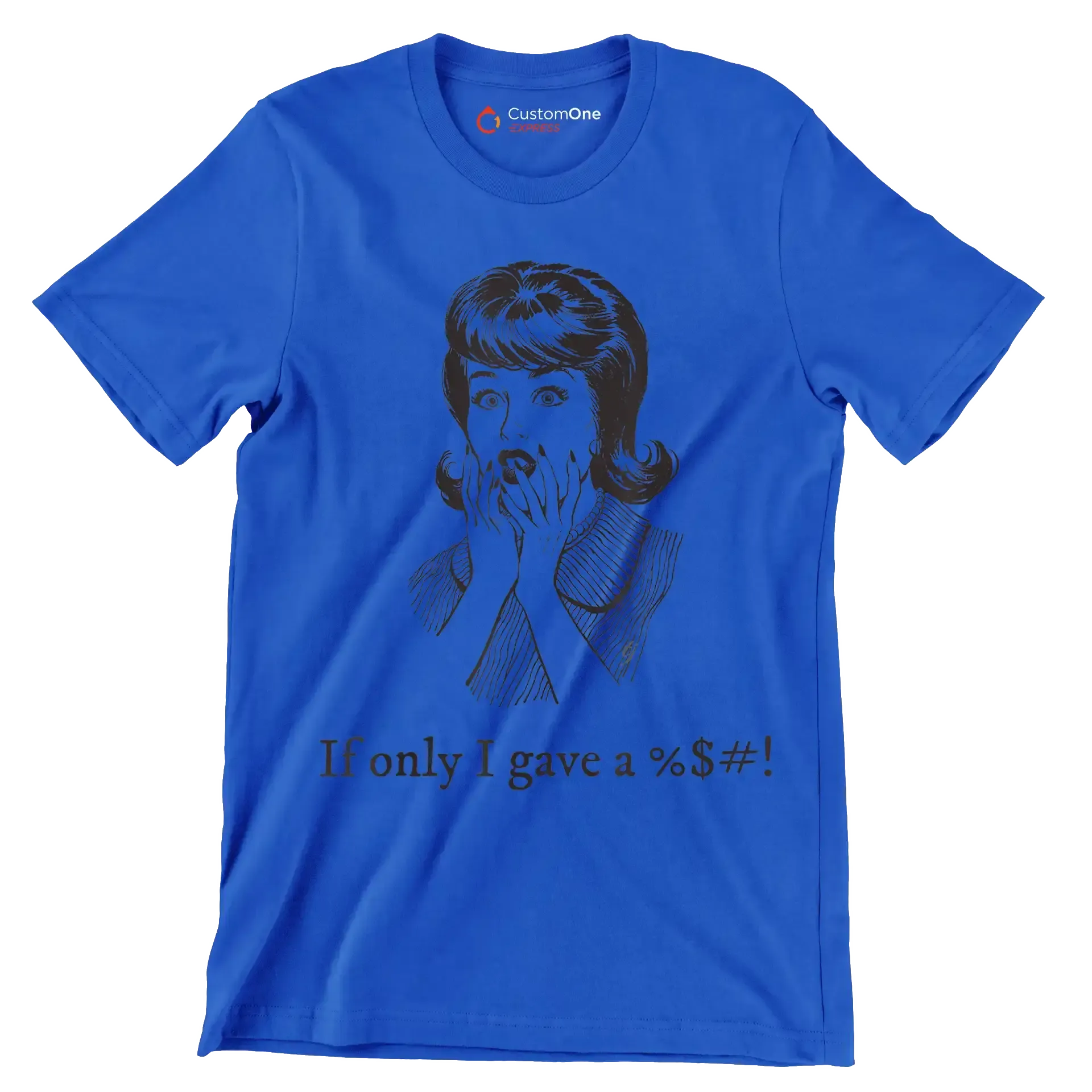 If only I gave a %$#! - Retro Themed T-Shirt-Blue-S-Custom One Express