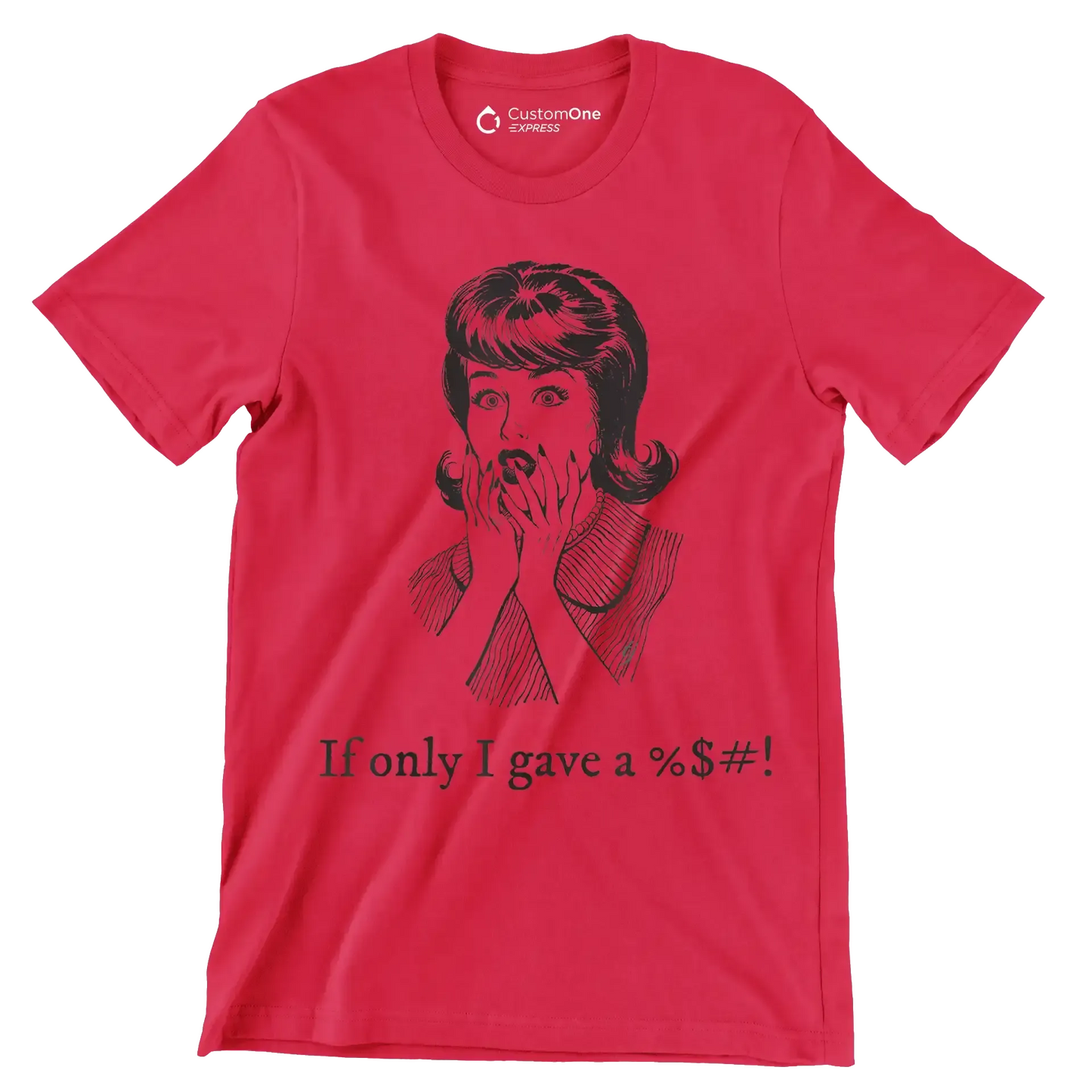 If only I gave a %$#! - Retro Themed T-Shirt-Red-S-Custom One Express