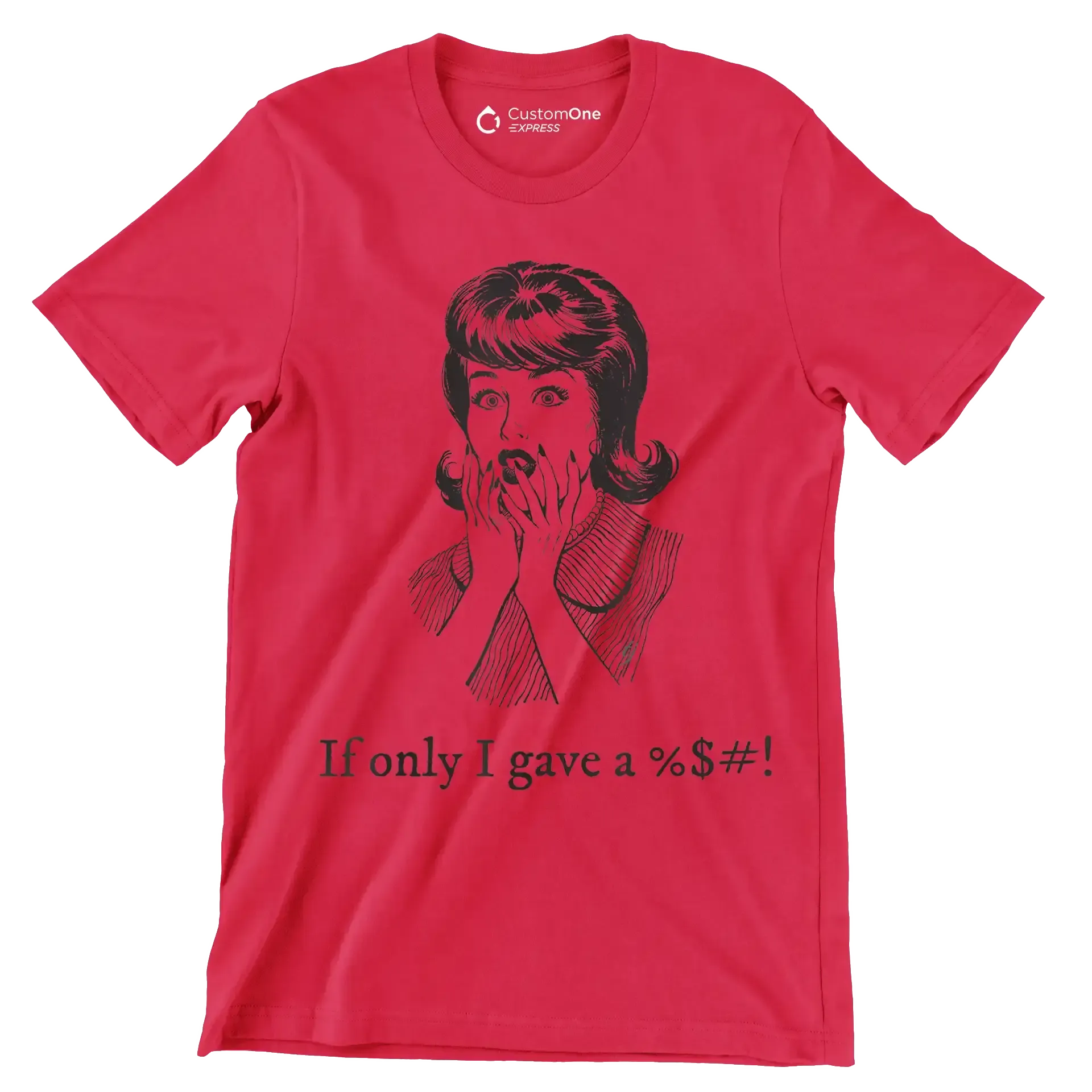 If only I gave a %$#! - Retro Themed T-Shirt-Red-S-Custom One Express