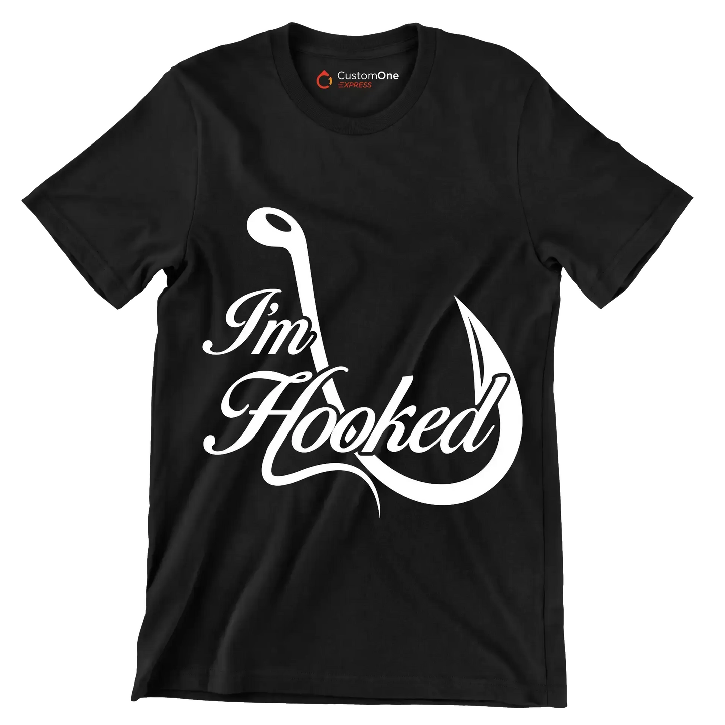 I'm hooked - Fishing Themed T-Shirt-Black-S-Custom One Express