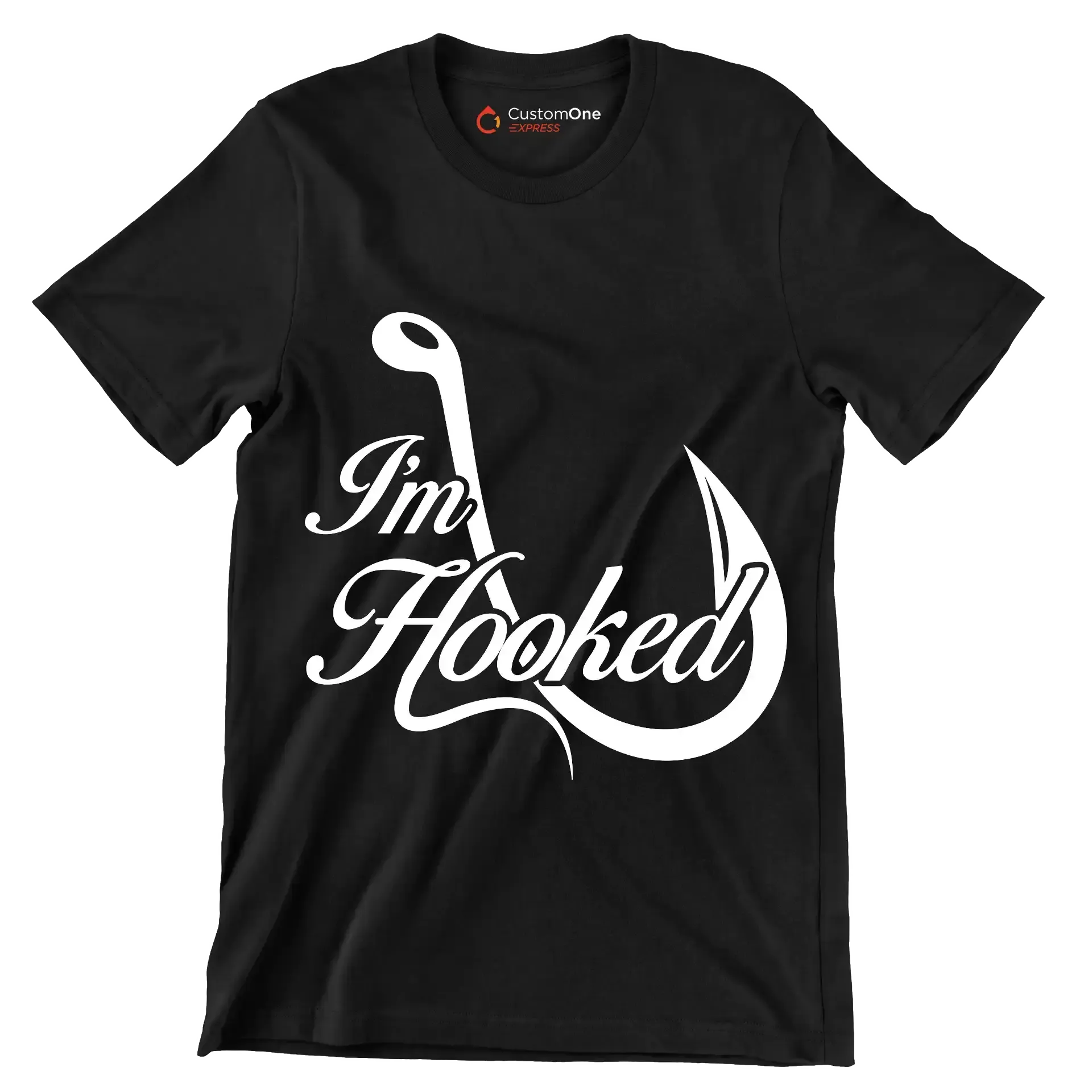 I'm hooked - Fishing Themed T-Shirt-Black-S-Custom One Express