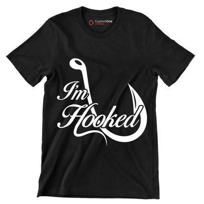 I'm hooked - Fishing Themed T-Shirt-Black-S-Custom One Express