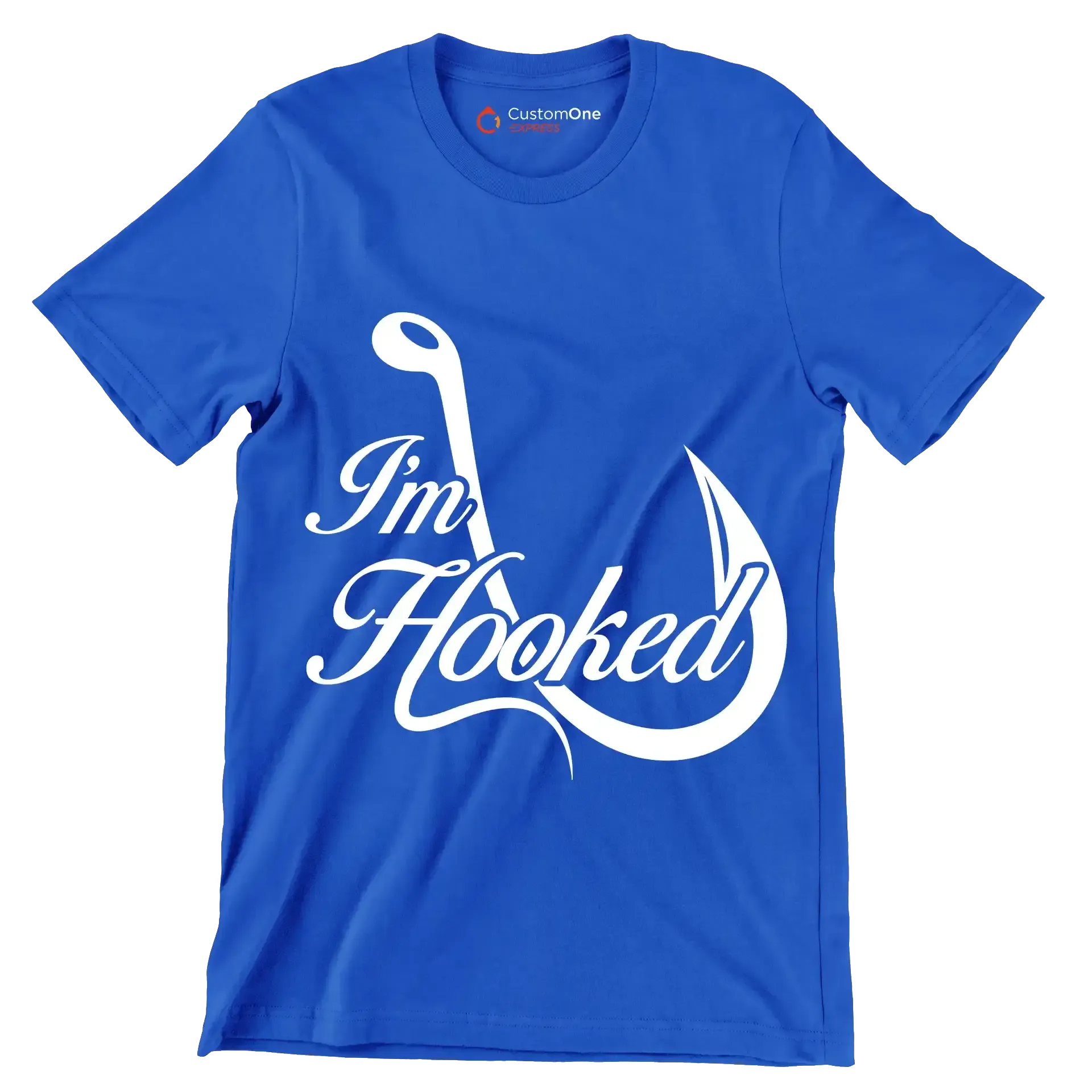 I'm hooked - Fishing Themed T-Shirt-Blue-S-Custom One Express