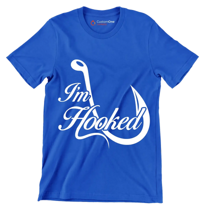 I'm hooked - Fishing Themed T-Shirt-Blue-S-Custom One Express