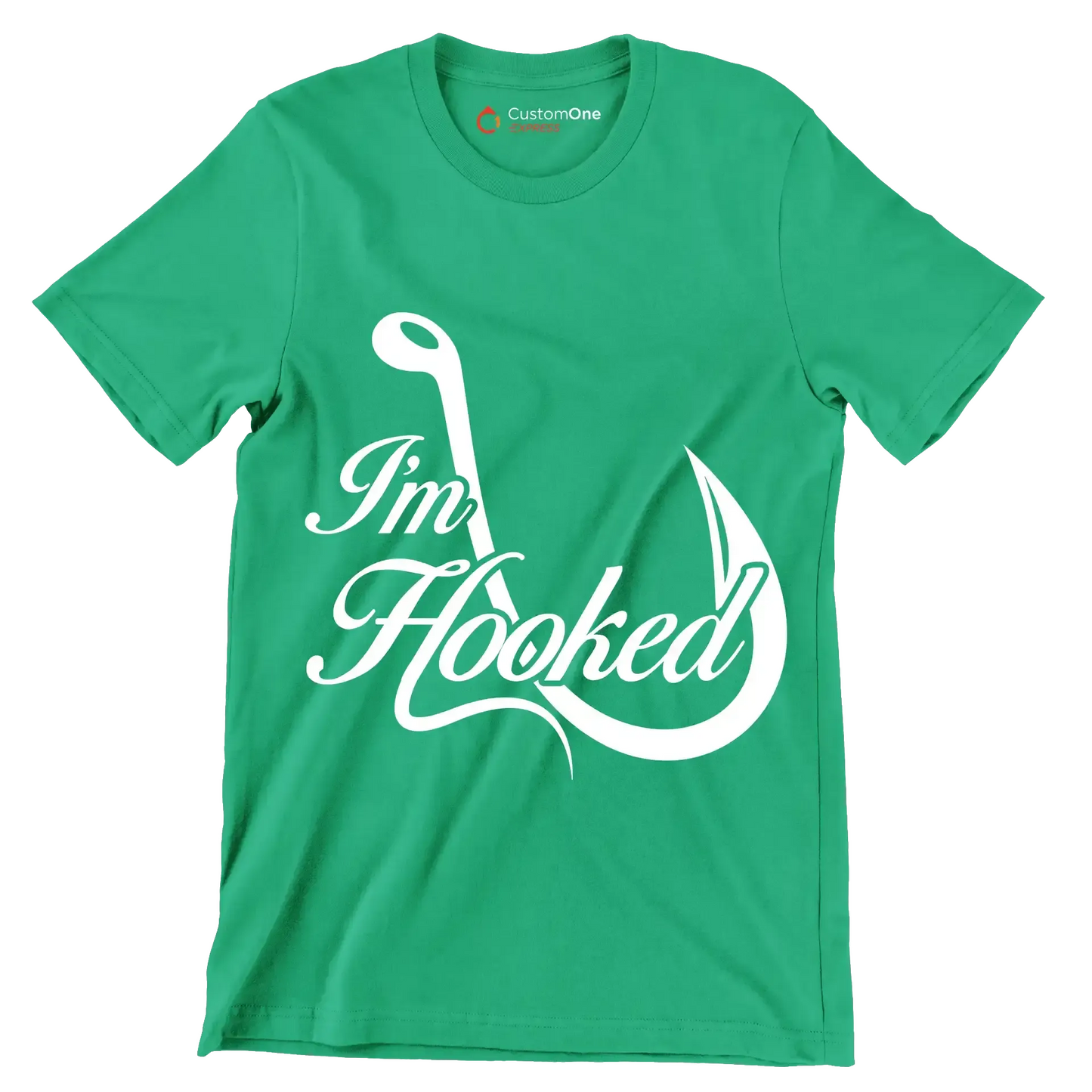 I'm hooked - Fishing Themed T-Shirt-Green-S-Custom One Express