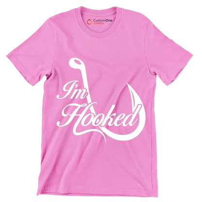 I'm hooked - Fishing Themed T-Shirt-Pink-S-Custom One Express