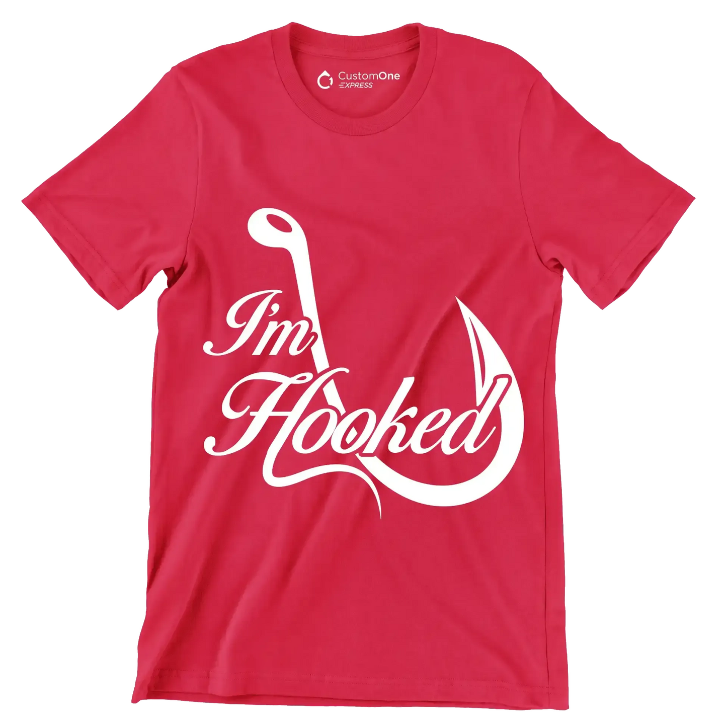 I'm hooked - Fishing Themed T-Shirt-Red-S-Custom One Express