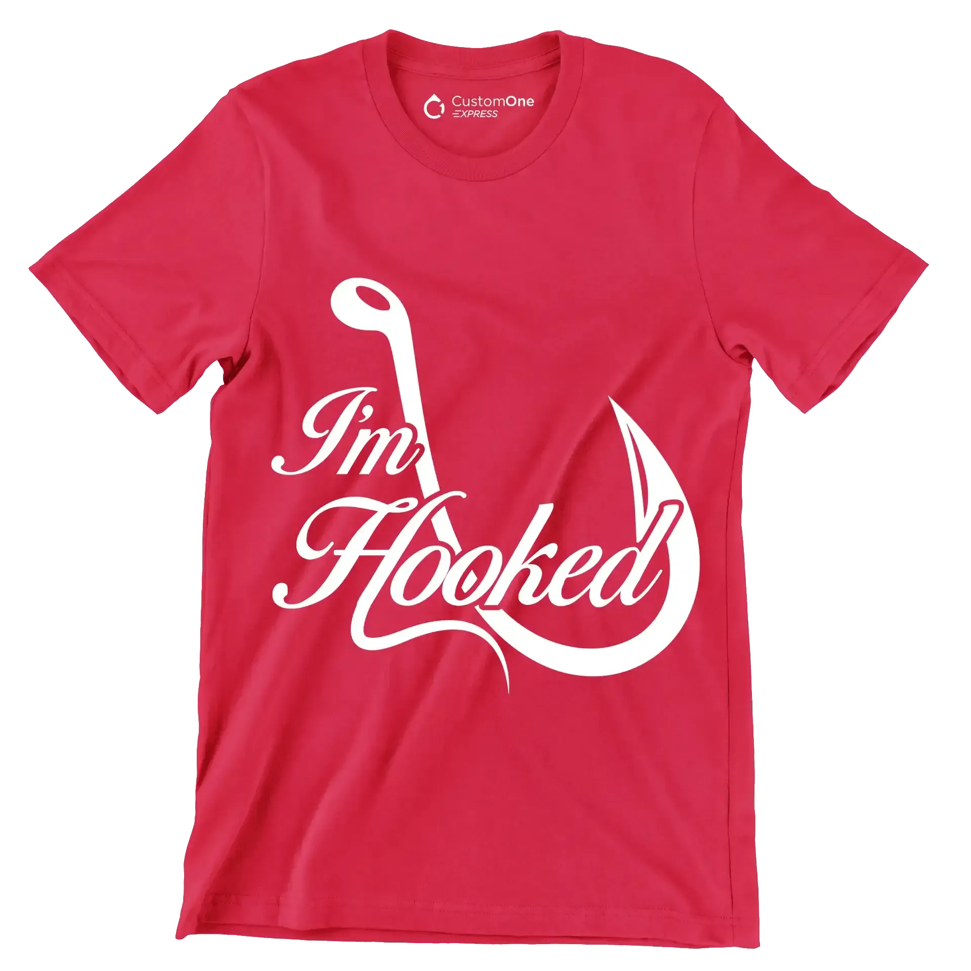 I'm hooked - Fishing Themed T-Shirt-Red-S-Custom One Express