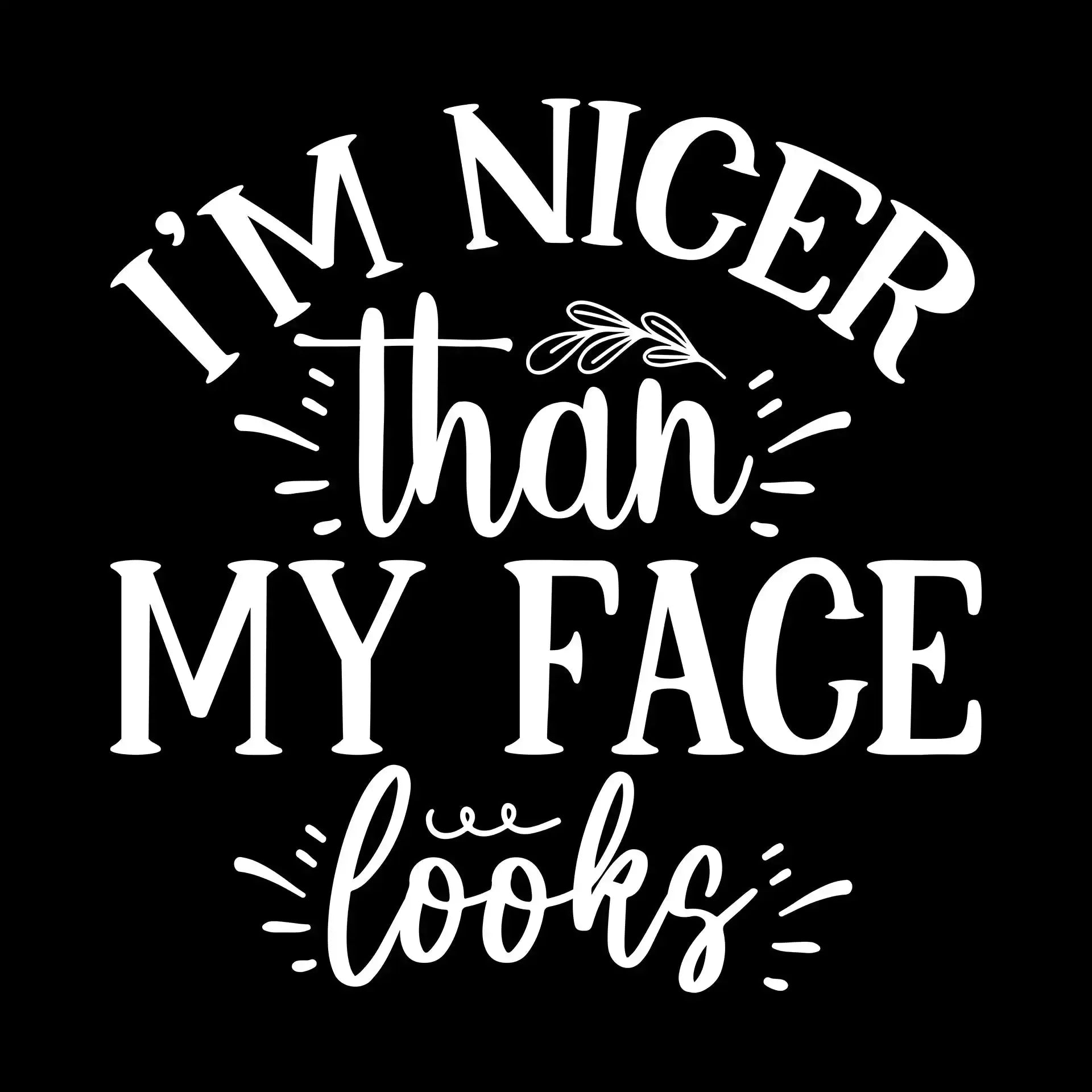 I'm nicer than my face looks - Sarcasm Themed T-Shirt-Black-S-Custom One Express