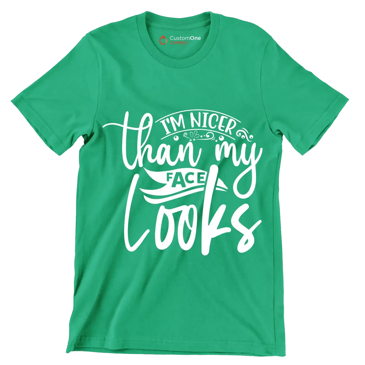 I'm nicer than my looks - Sarcasm Themed T-Shirt-Green-S-Custom One Express