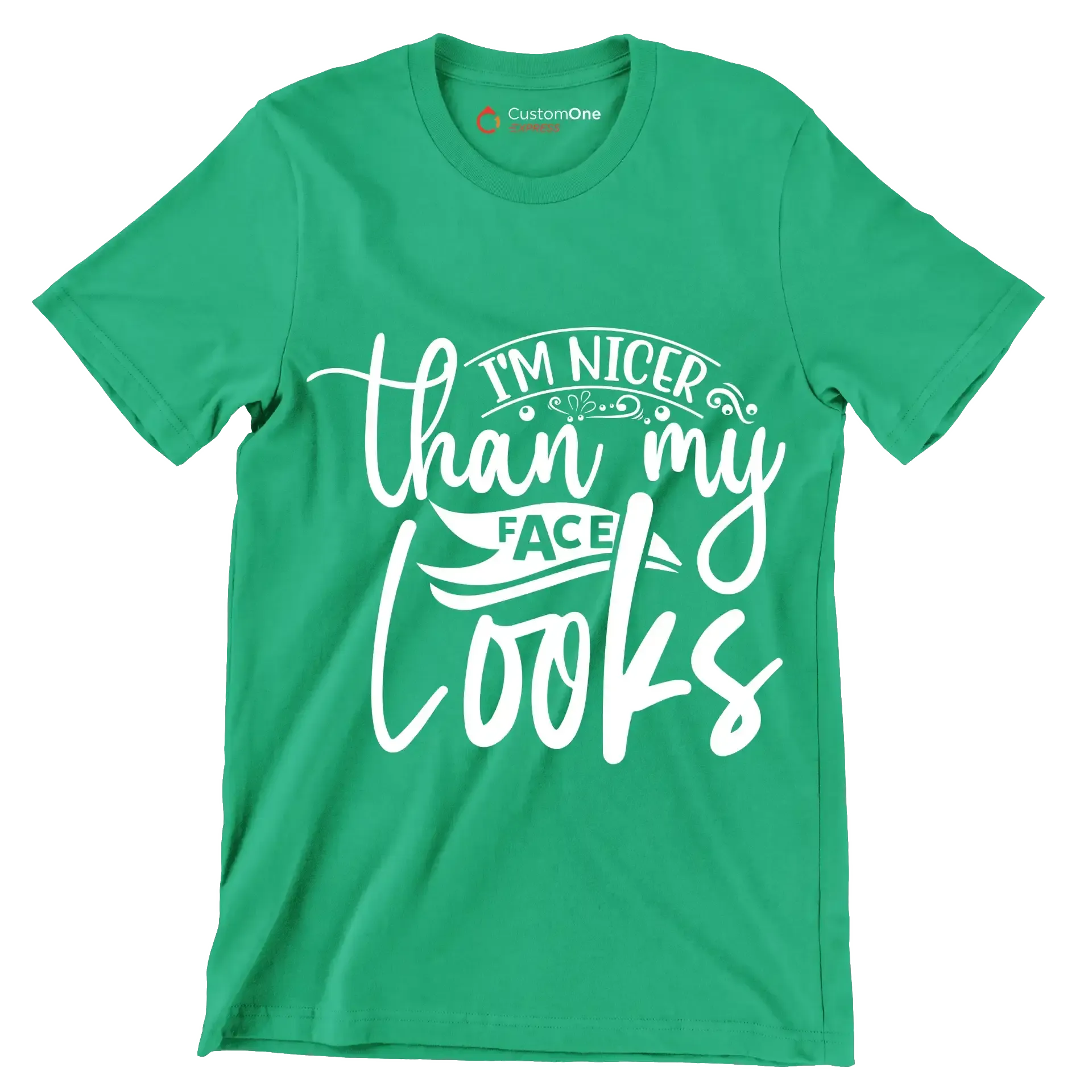 I'm nicer than my looks - Sarcasm Themed T-Shirt-Green-S-Custom One Express