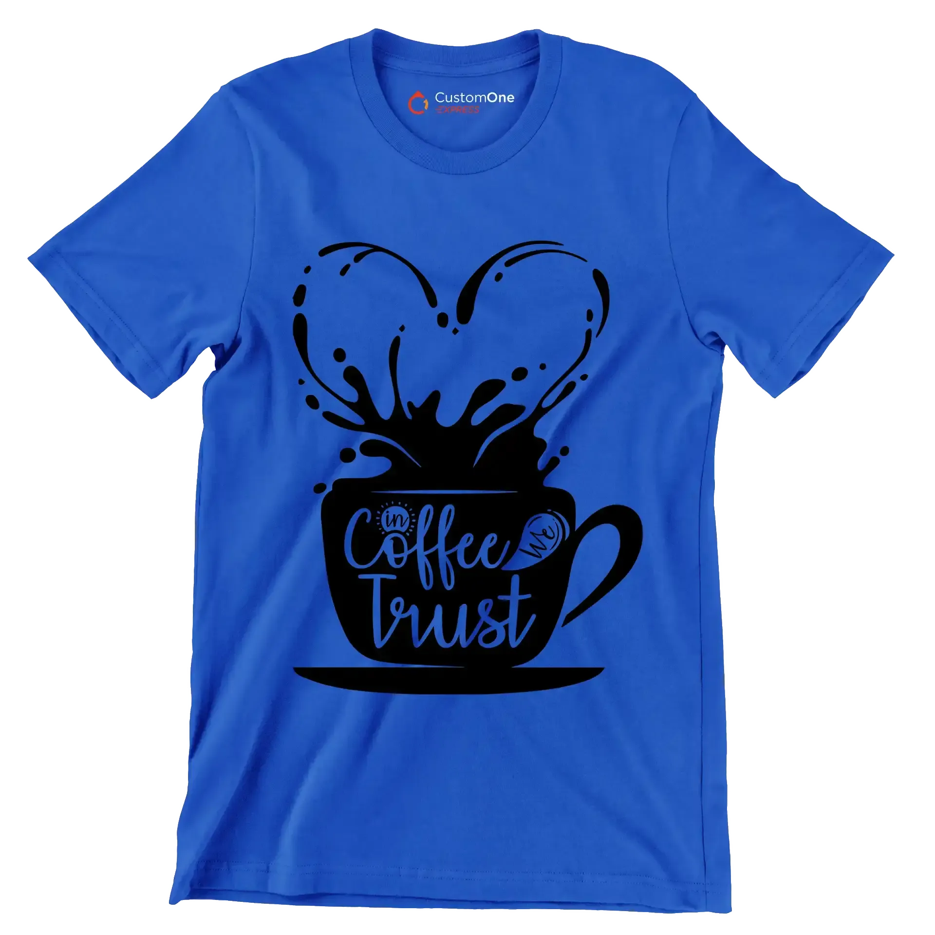 In Coffee We Trust - Coffee Themed T-Shirt-Blue-S-Custom One Express