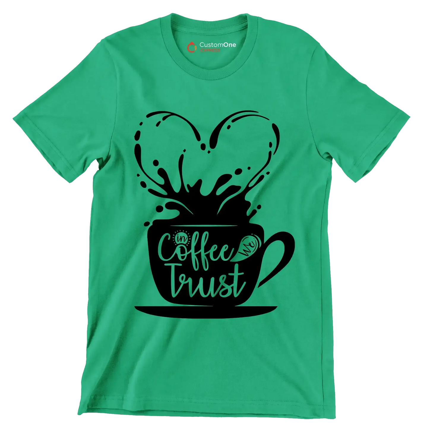 In Coffee We Trust - Coffee Themed T-Shirt-Green-S-Custom One Express