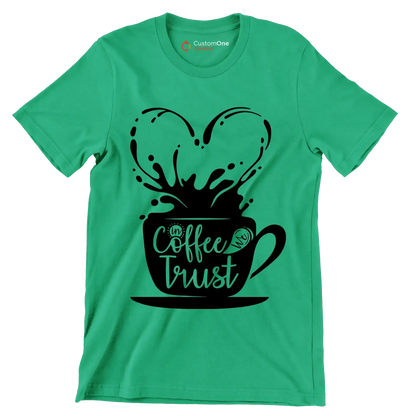 In Coffee We Trust - Coffee Themed T-Shirt-Green-S-Custom One Express