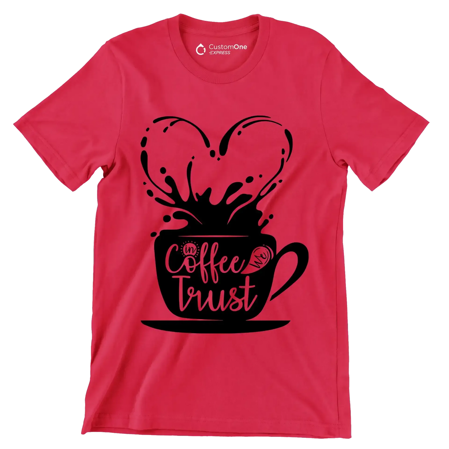 In Coffee We Trust - Coffee Themed T-Shirt-Red-S-Custom One Express