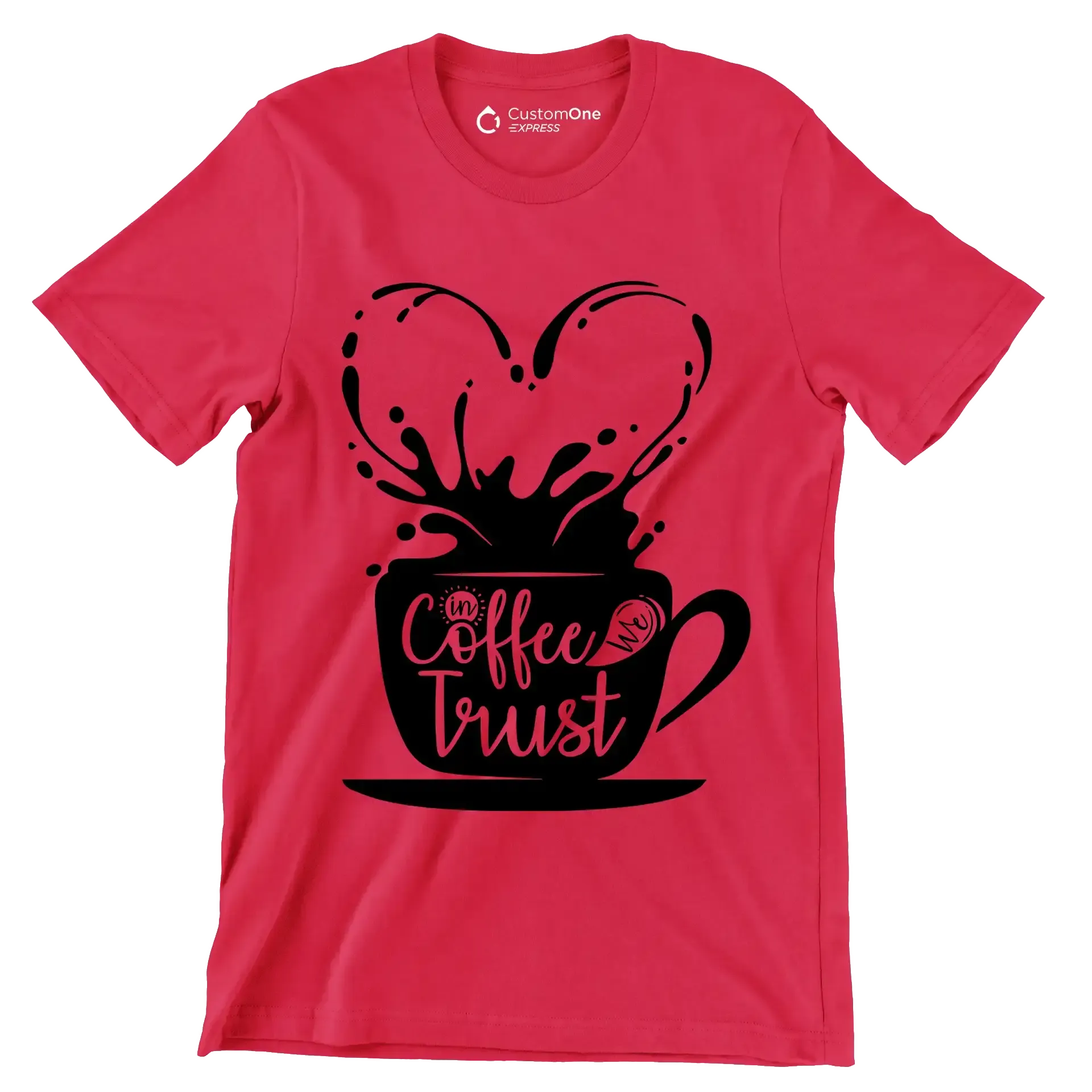 In Coffee We Trust - Coffee Themed T-Shirt-Red-S-Custom One Express