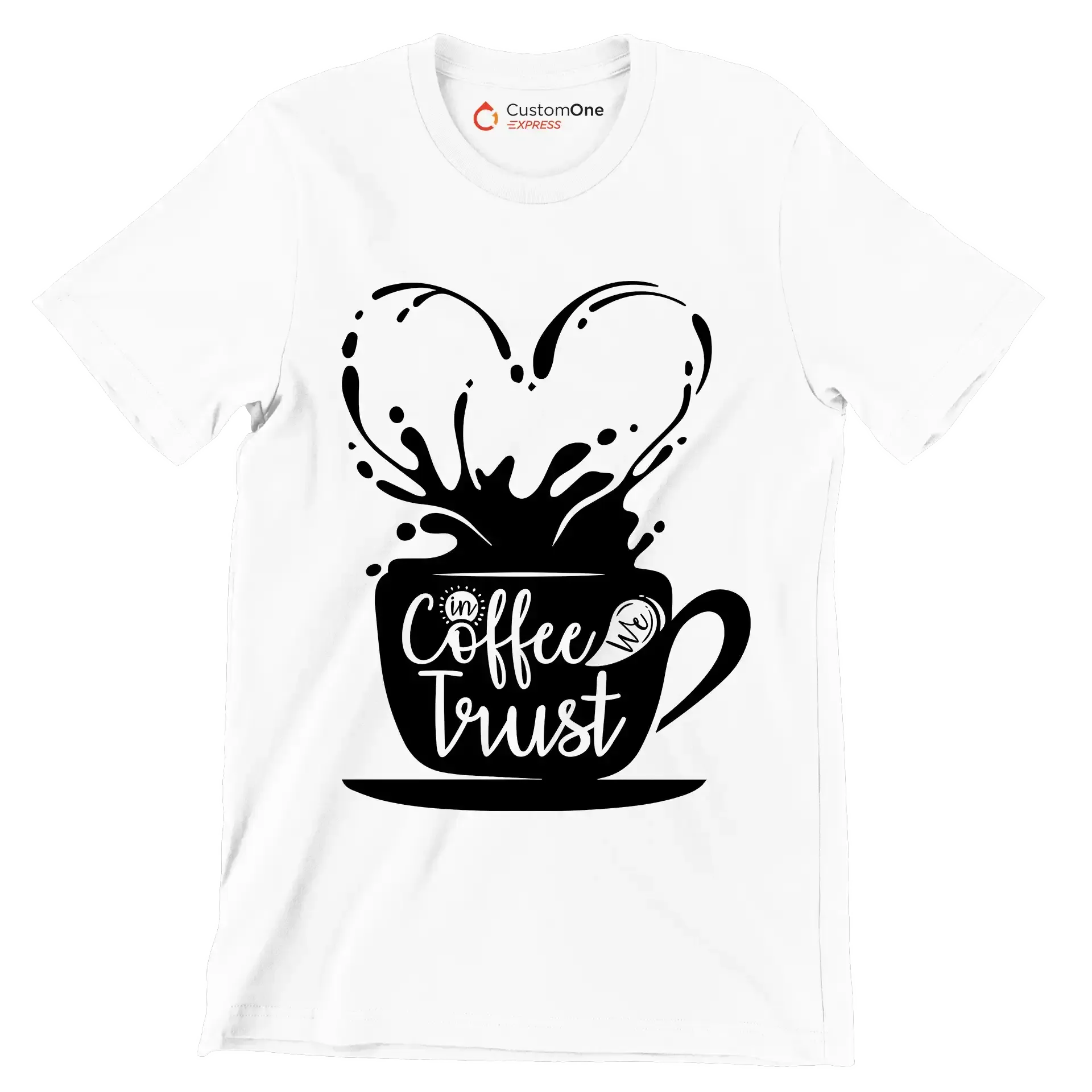 In Coffee We Trust - Coffee Themed T-Shirt-White-S-Custom One Express