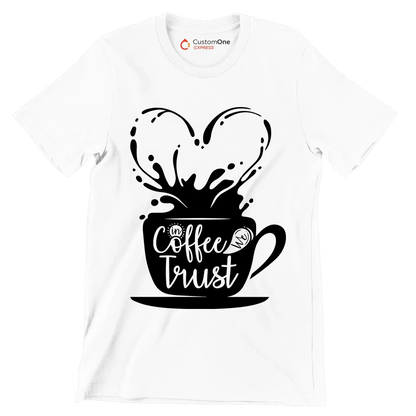In Coffee We Trust - Coffee Themed T-Shirt-White-S-Custom One Express