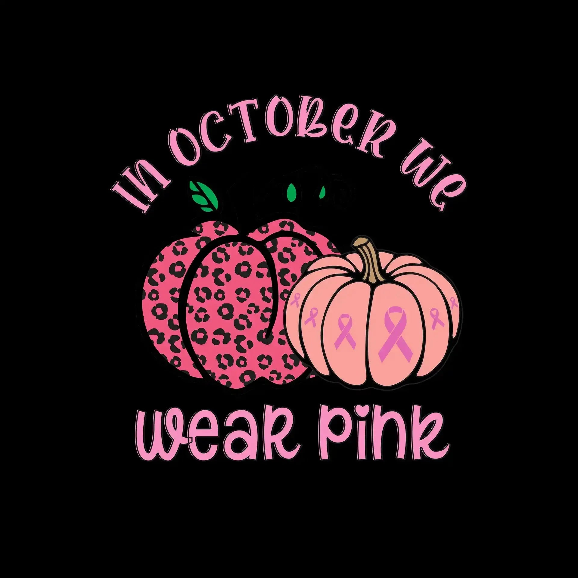 In October We Wear Pink - Breast Cancer Awareness T-Shirt-Blue-S-Custom One Express