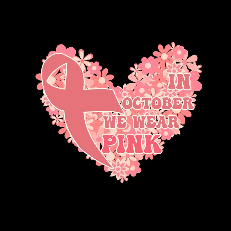 In October We Wear Pink - Breast Cancer Awareness T-Shirt-Black-S-Custom One Express