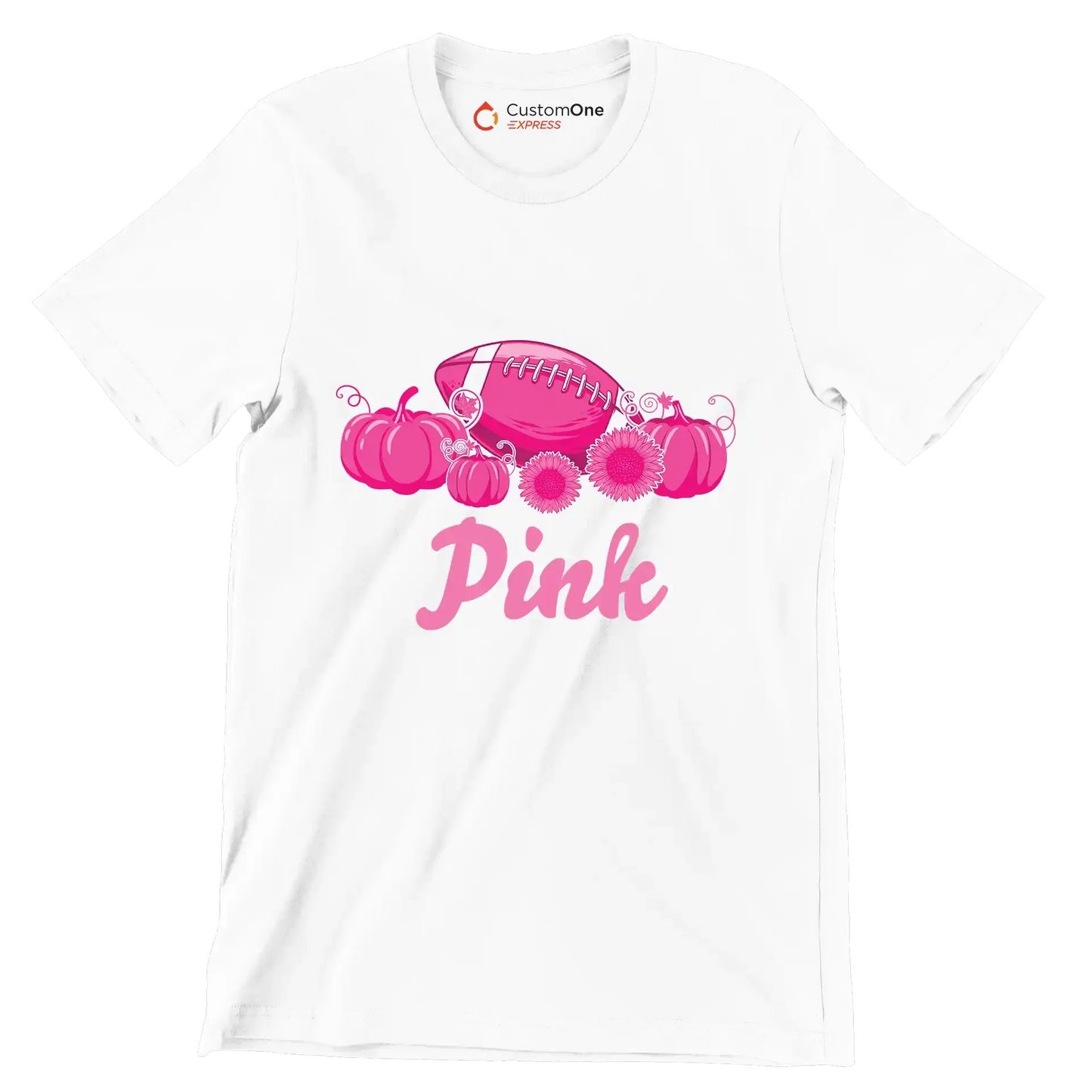 In October We Wear Pink - Breast Cancer Awareness T-Shirt-White-S-Custom One Express