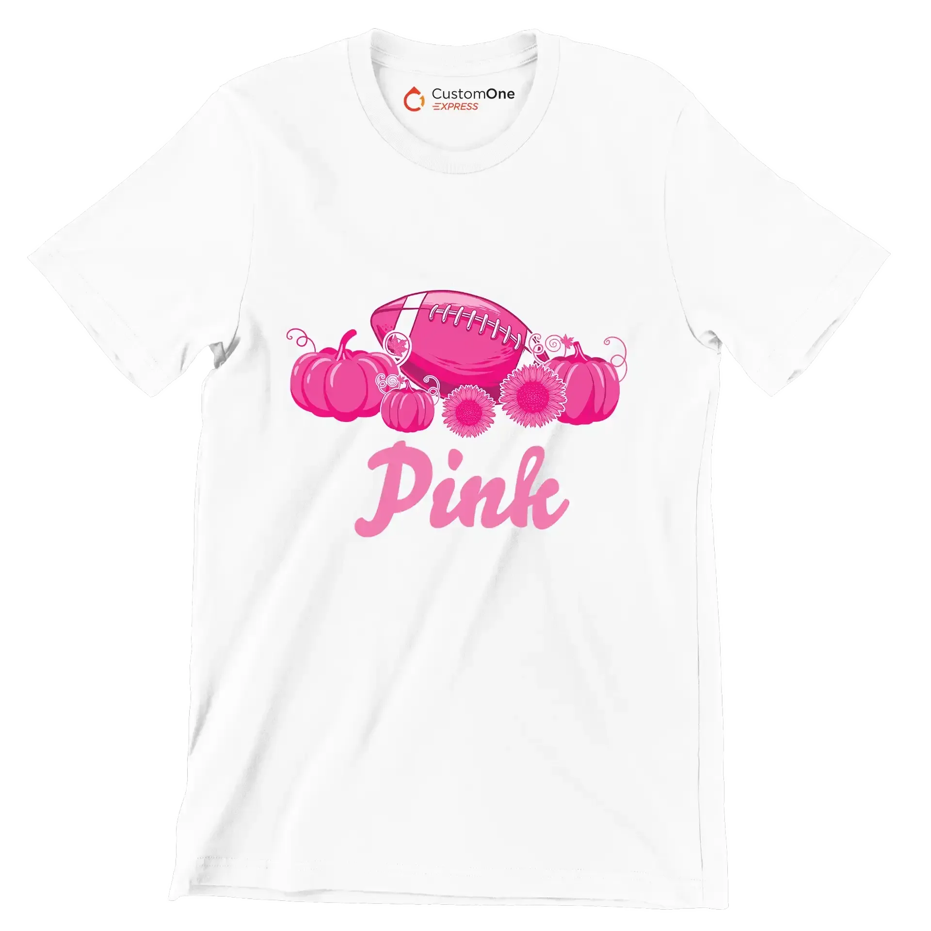 In October We Wear Pink - Breast Cancer Awareness T-Shirt-White-S-Custom One Express