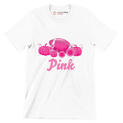 In October We Wear Pink - Breast Cancer Awareness T-Shirt-White-S-Custom One Express