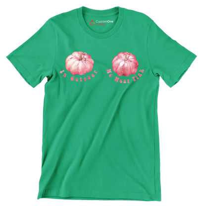 In october we wear pink - Breast Cancer Awareness T-Shirt-Green-S-Custom One Express