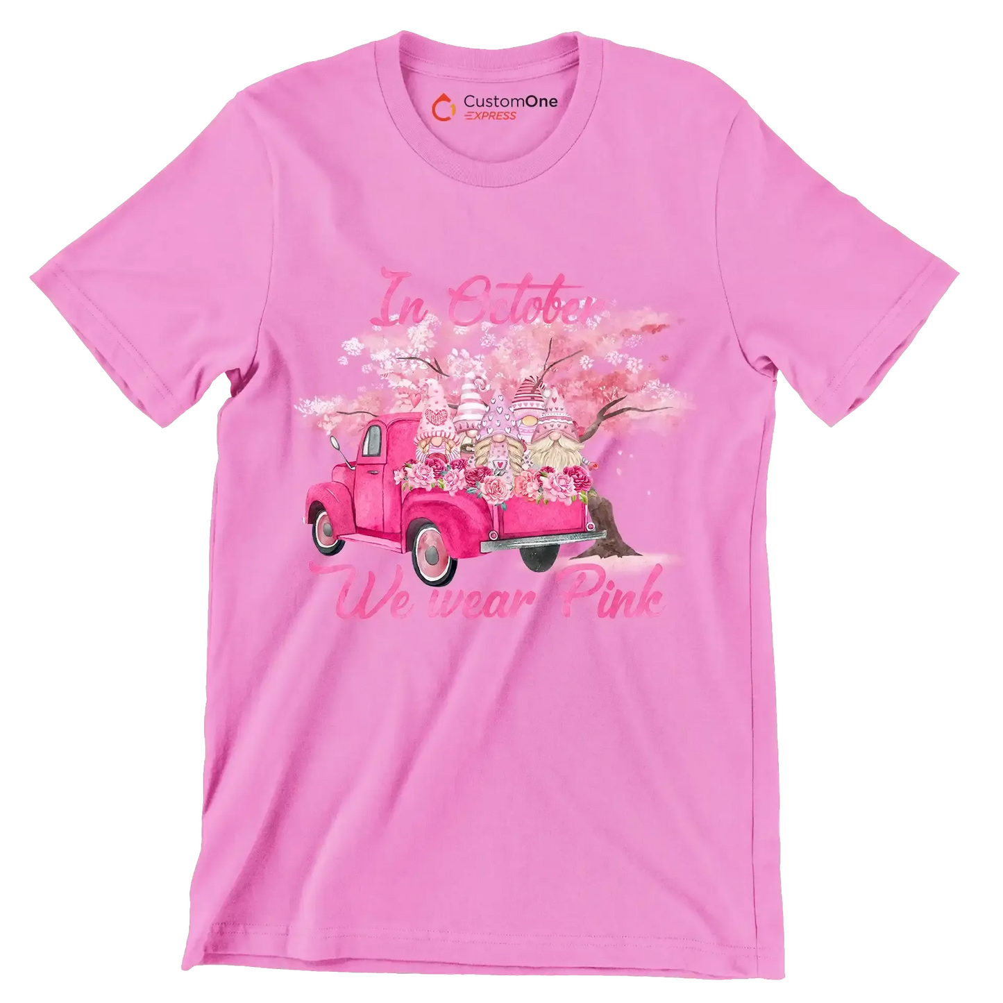 In october we wear pink - Breast Cancer Awareness T-Shirt-Pink-S-Custom One Express