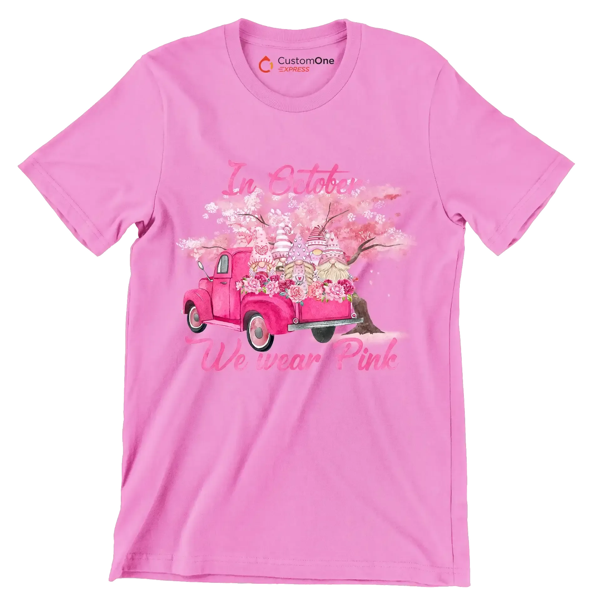 In october we wear pink - Breast Cancer Awareness T-Shirt-Pink-S-Custom One Express