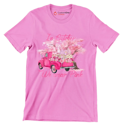 In october we wear pink - Breast Cancer Awareness T-Shirt-Pink-S-Custom One Express