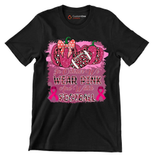In october we wear pink and watch football - Breast Cancer Awareness T-Shirt-Black-S-Custom One Express