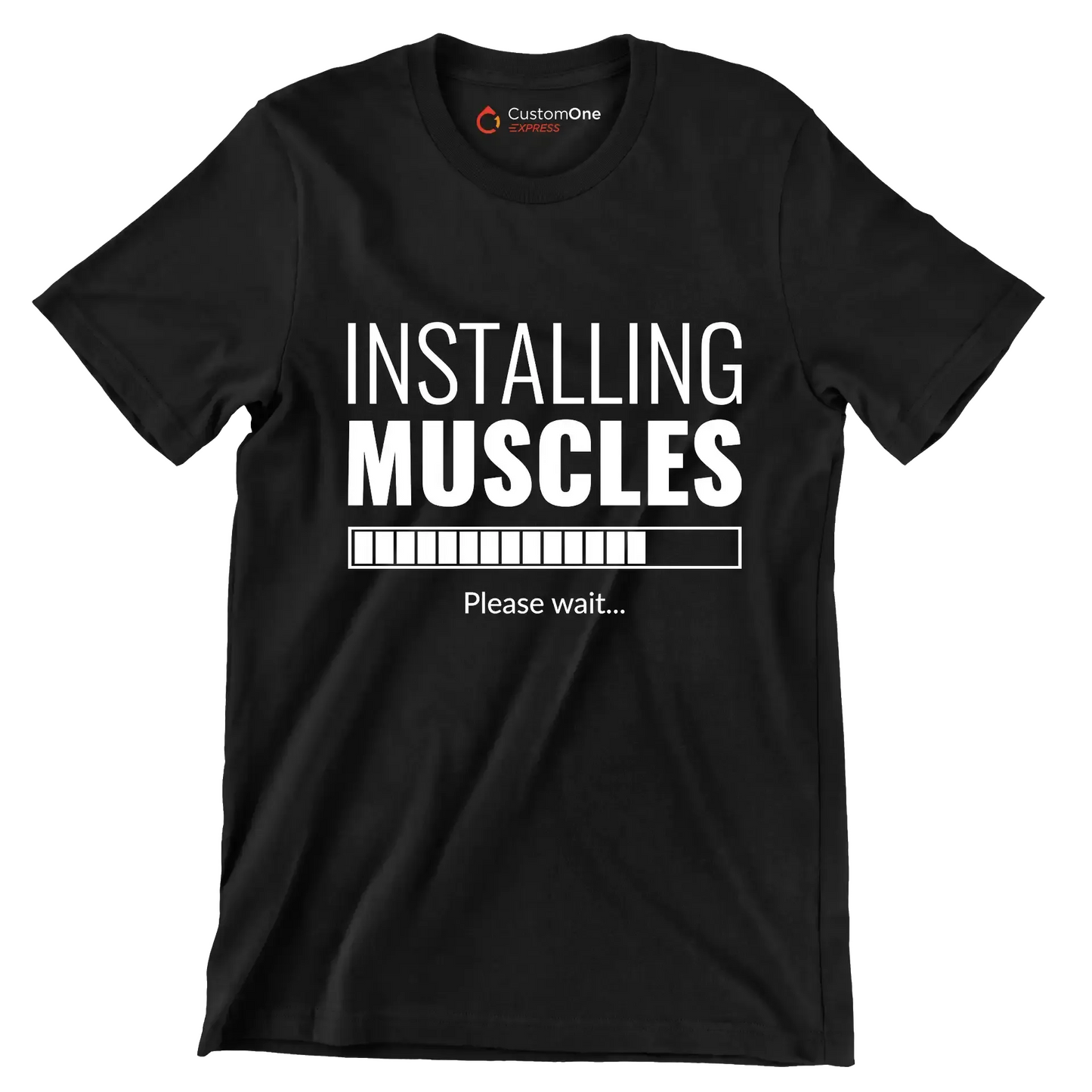 Installing Muscles Please Wait - Gym Themed T-Shirt-Black-S-Custom One Express