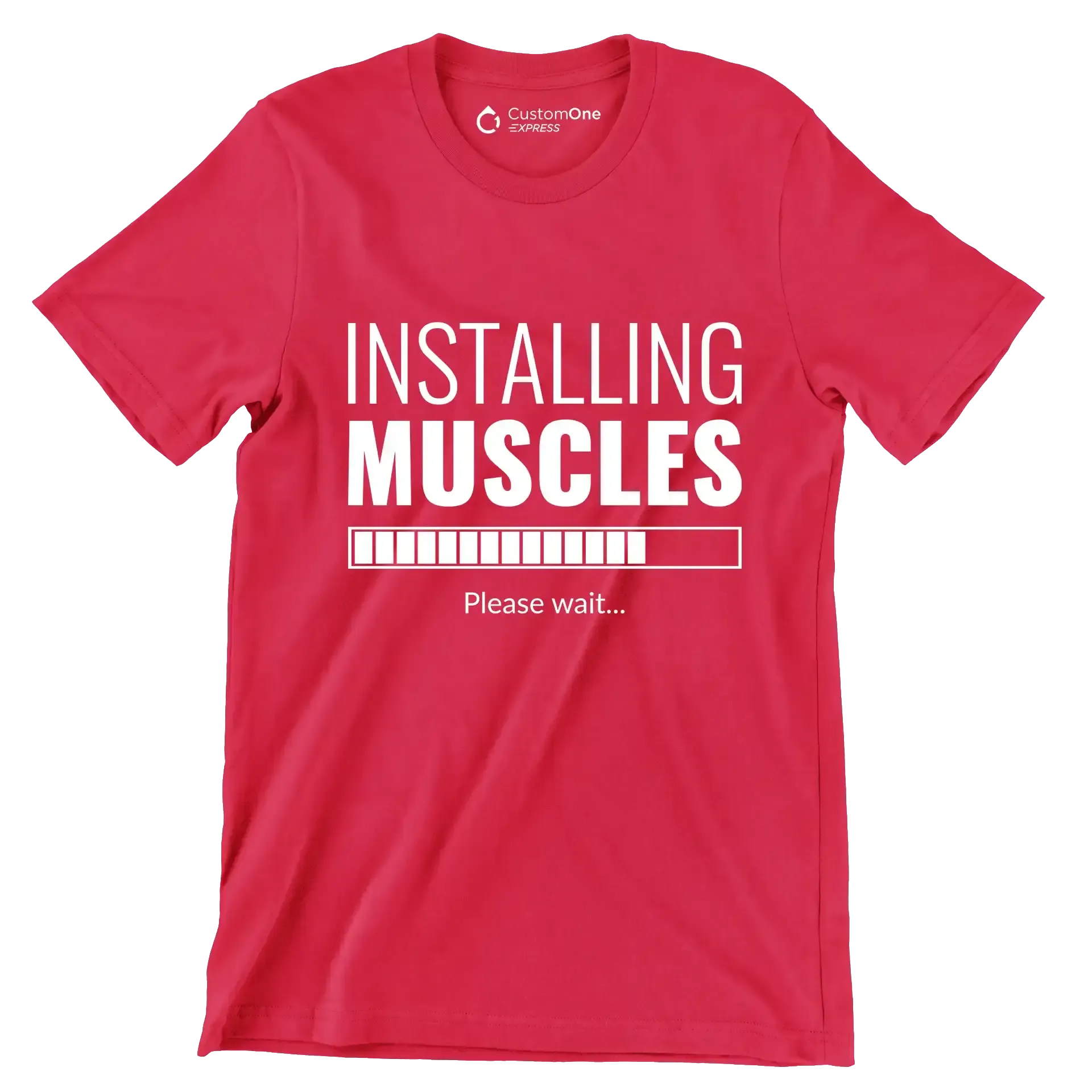Installing Muscles Please Wait - Gym Themed T-Shirt-Red-S-Custom One Express